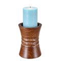 Villacera Villacera 83-DT5869 Handmade 6 in. Tall Mango Wood Decorative Brown Pillar Candle Holder 83-DT5869